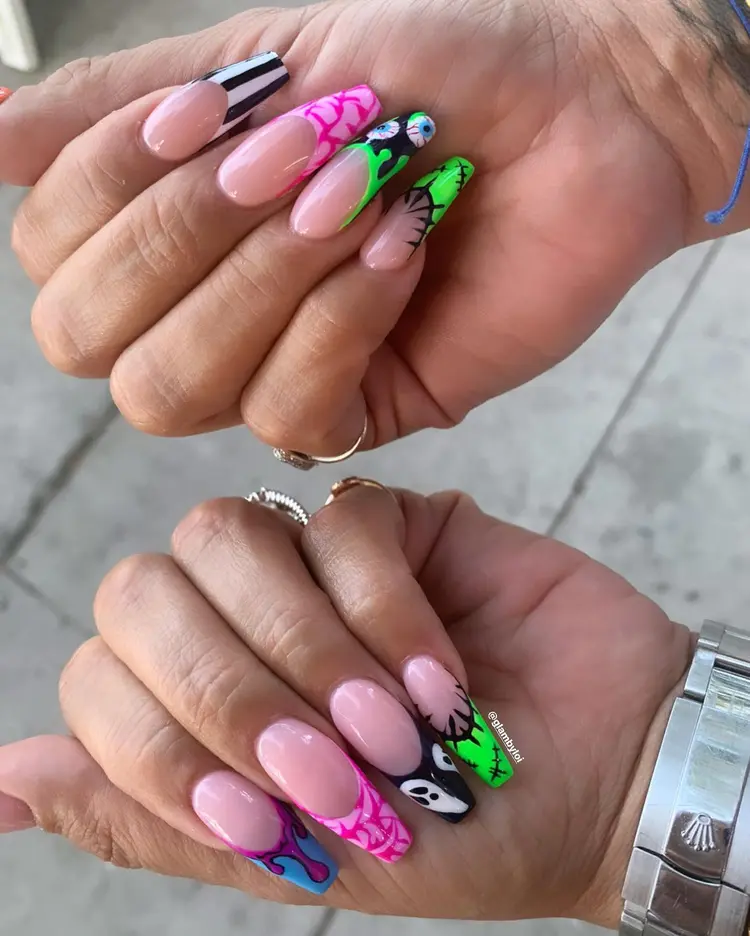 Modern French tip coffin nails