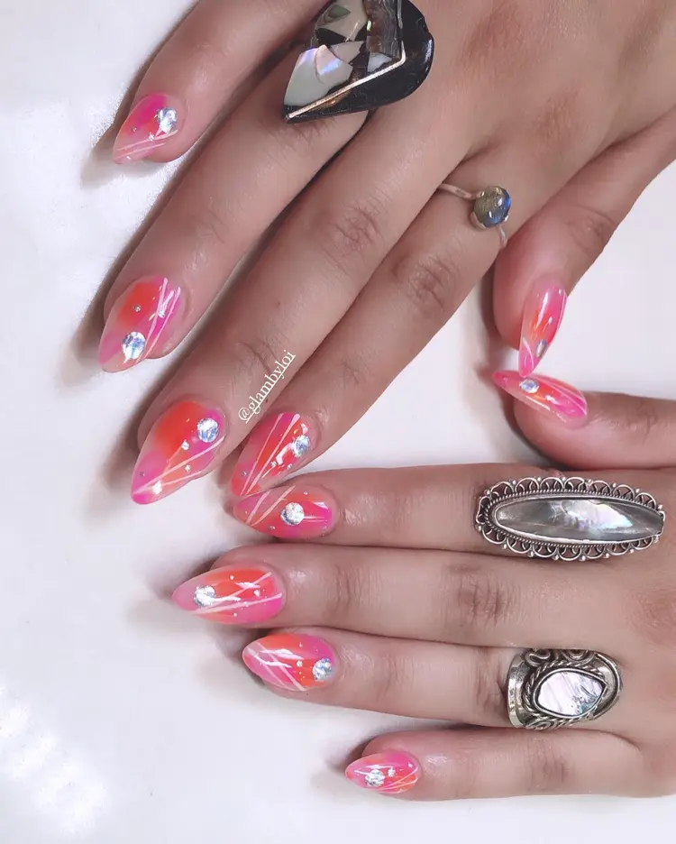 Ombre pink to white nails