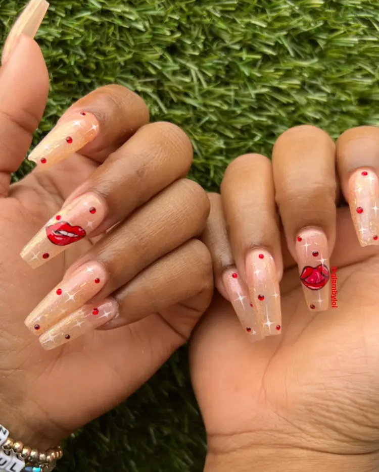 Pink chrome long nail set